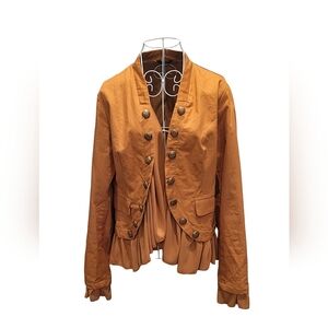 HAODUOYI Women's Buttoned Orange Jacket